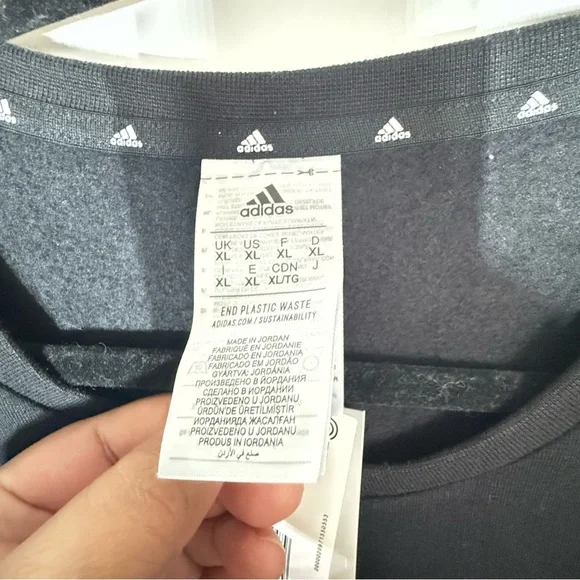 Adidas Black Crewneck Sweatshirt 3-Stripes NWT XL - Picture 4 of 6
